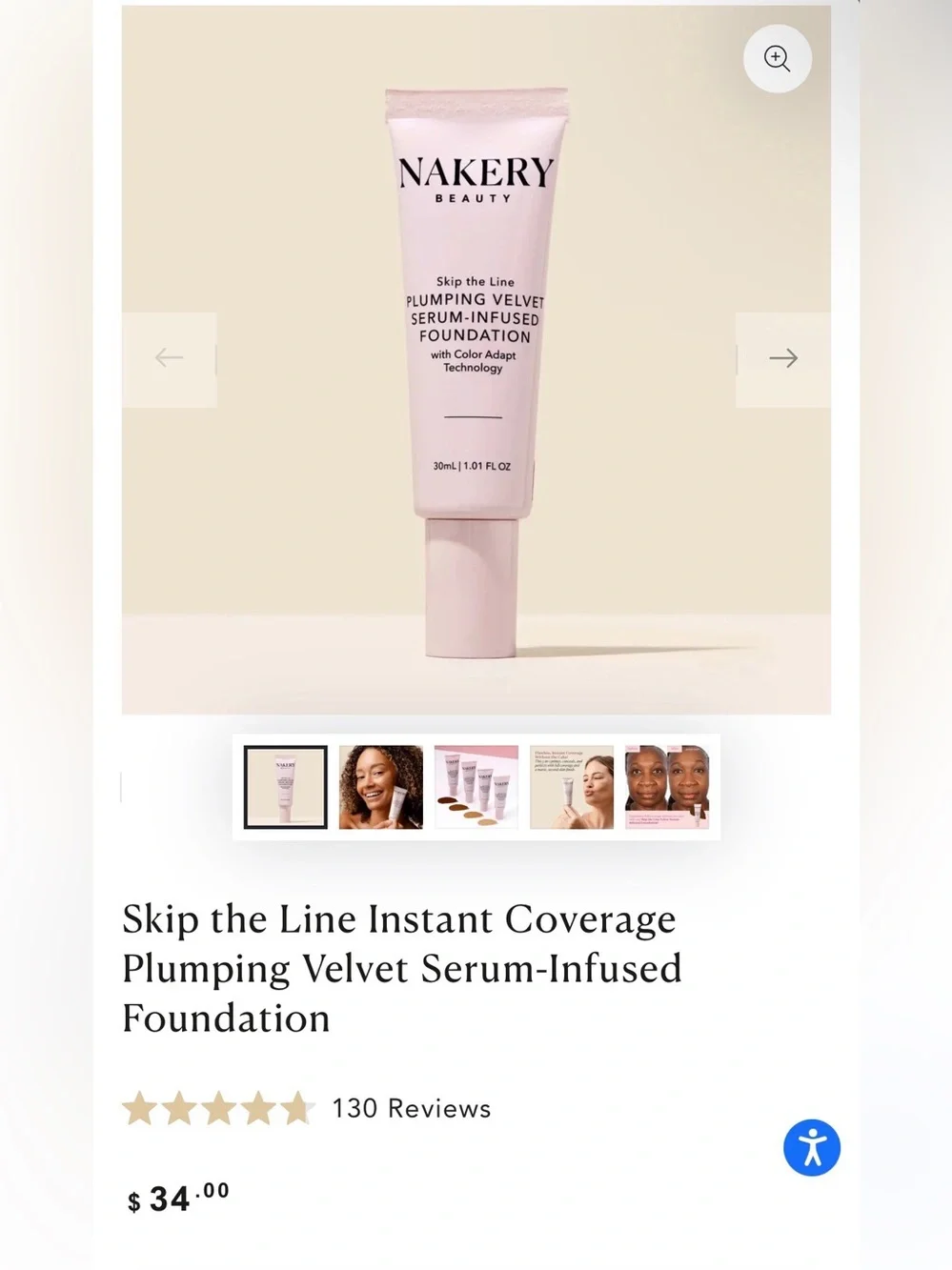 Nakery Beauty Plumping Velvet Serum-Infused Foundation - Deep